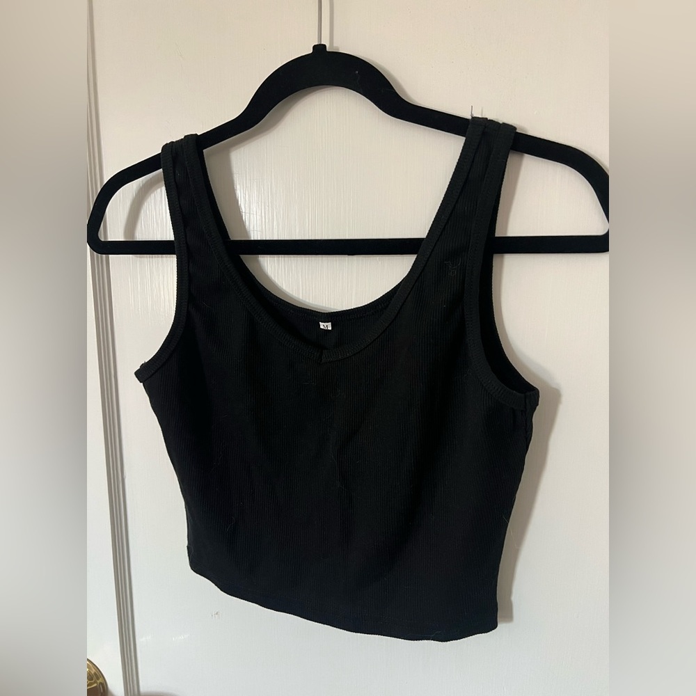 Ribbed Black Sleeveless crop Tank Top
